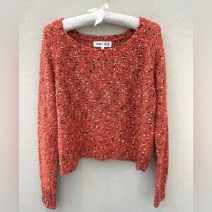 JOHN + JENN | Red Marled Chunky Knit Cropped Sweater | Size Large